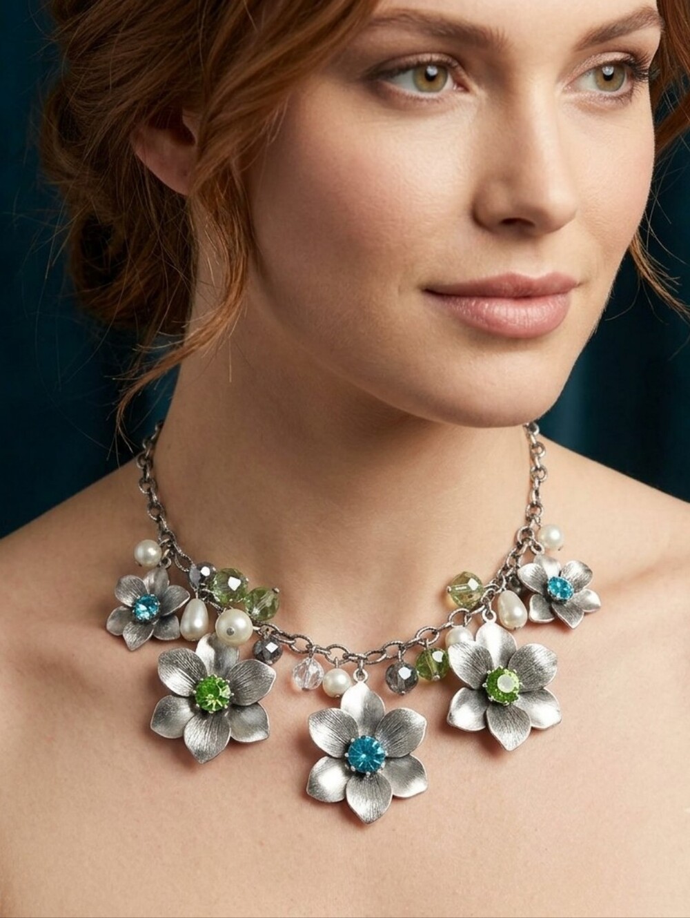 Vintage Premier Designs Garden Gate Necklace Floral Statement Piece Fairy Boho